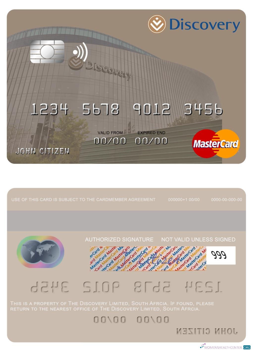 Download South Afrcia Discovery Limited mastercard Photoshop template